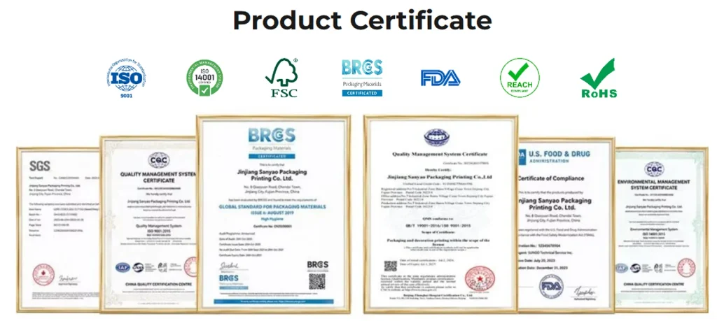 Custom Packaging Bags Manufacturer Factory Certificates